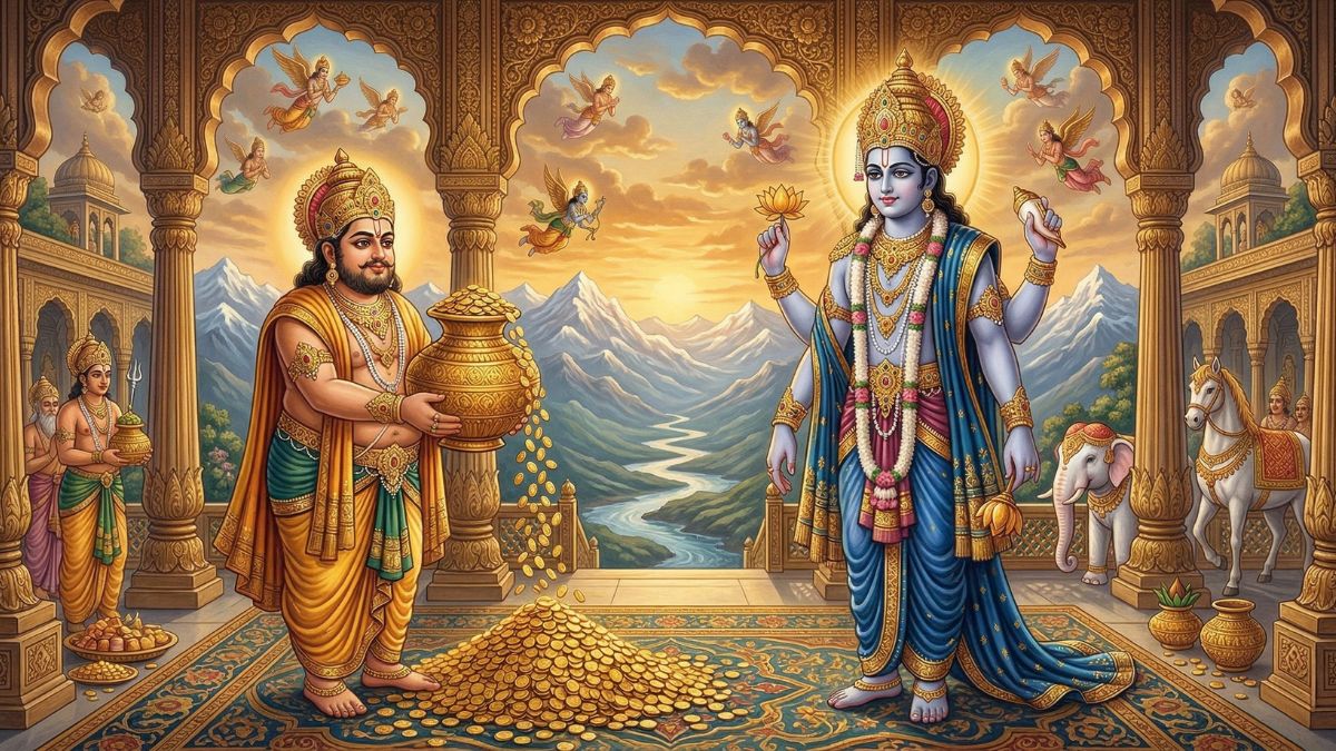 Vishnu as Srinivasa borrowing from Kubera Dev - Tirupati loan story Divine Sansar