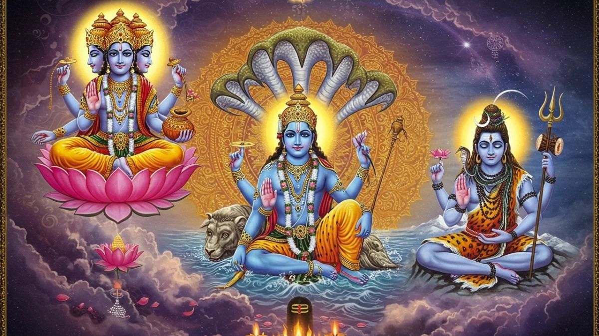 The concept of Trimurti - Brahma, Vishnu, and Shiva.