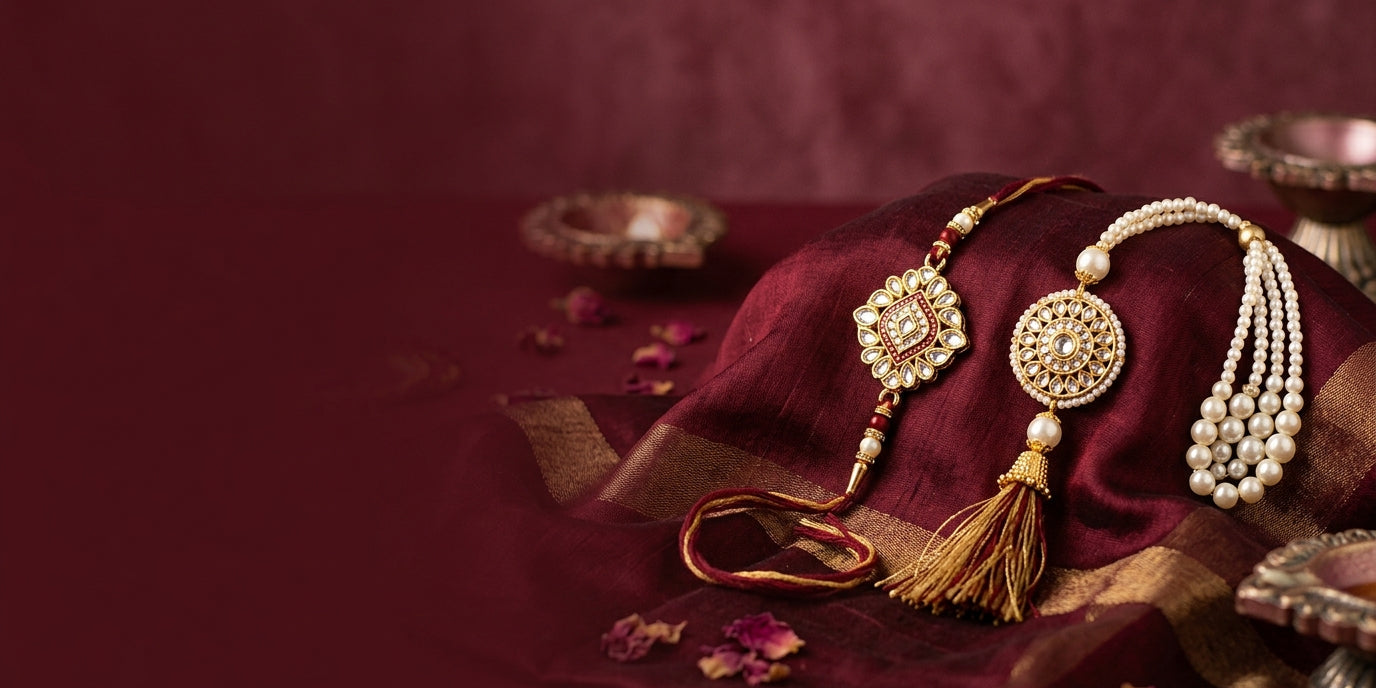 Bhaiya bhabhi rakhi and lumba set - Divine Sansar UAE