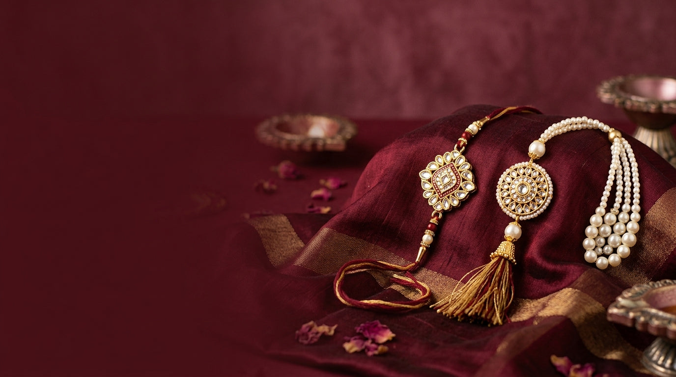 Bhaiya bhabhi rakhi and lumba set - Divine Sansar UAE