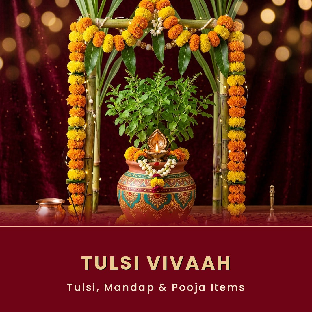 Tulsi Vivaah collection - tulsi, mandap and pooja items - Divine Sansar