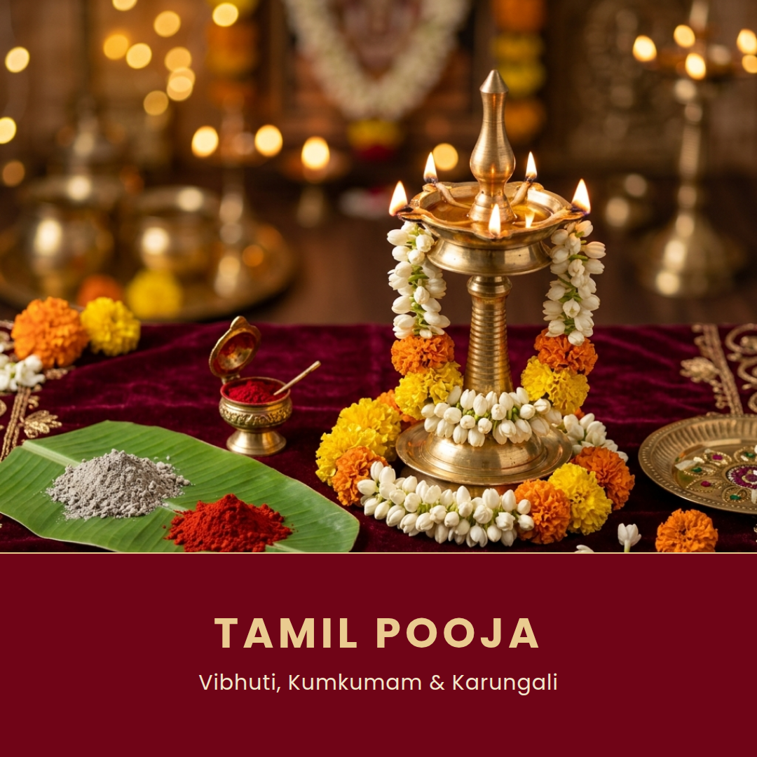 Tamil Pooja collection - vibhuti, kumkumam, karungali - Divine Sansar