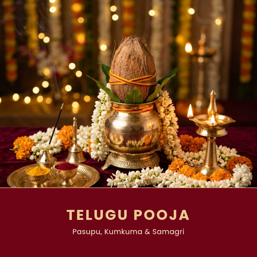 Telugu Pooja collection - pasupu, kumkuma, samagri - Divine Sansar
