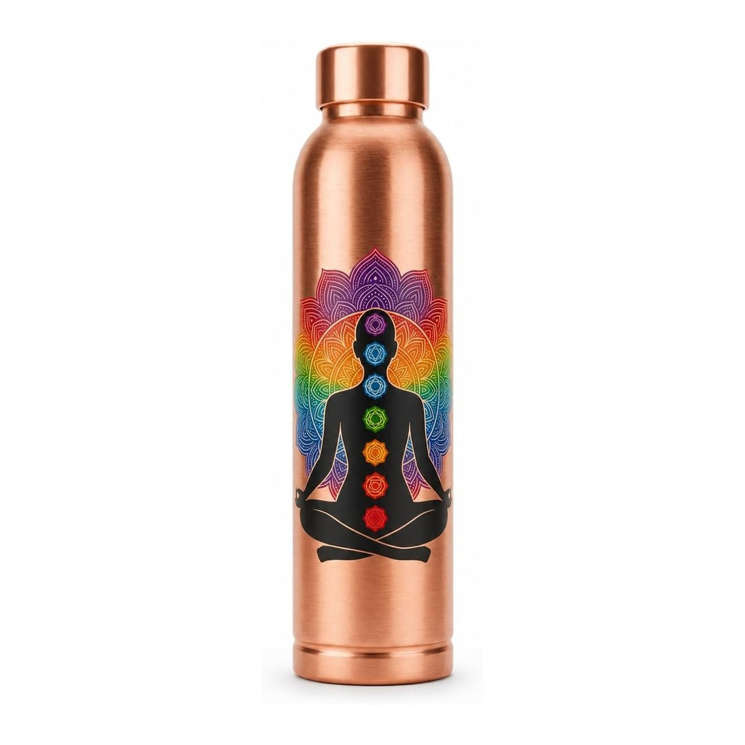 7 Chakra pure copper water bottle 950ml - Divine Sansar UAE