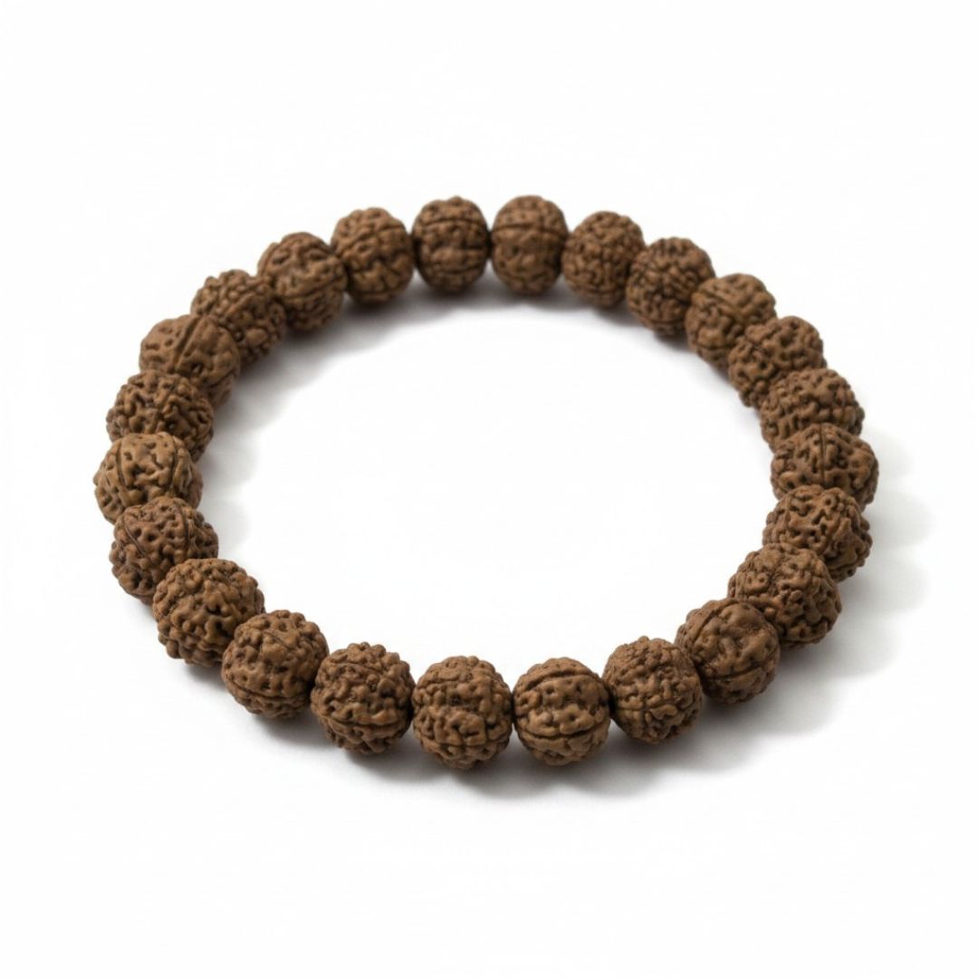 Natural unpolished Rudraksha bracelet with 10mm beads - Divine Sansar