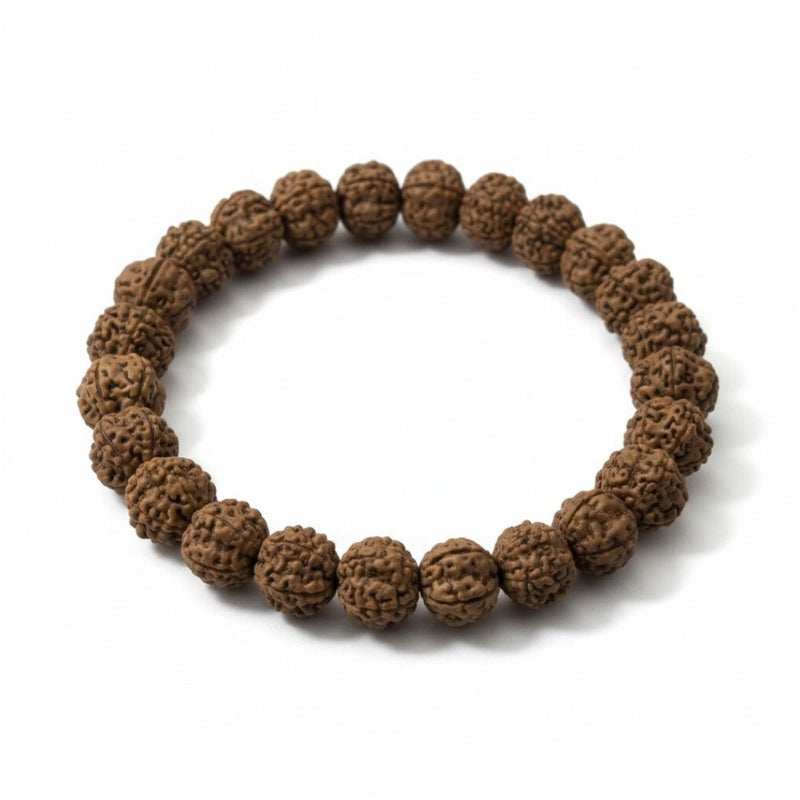 Natural unpolished Rudraksha bracelet with 10mm beads - Divine Sansar