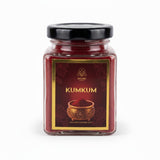 Kumkum powder 100g glass jar made from natural haldi with Divine Sansar label