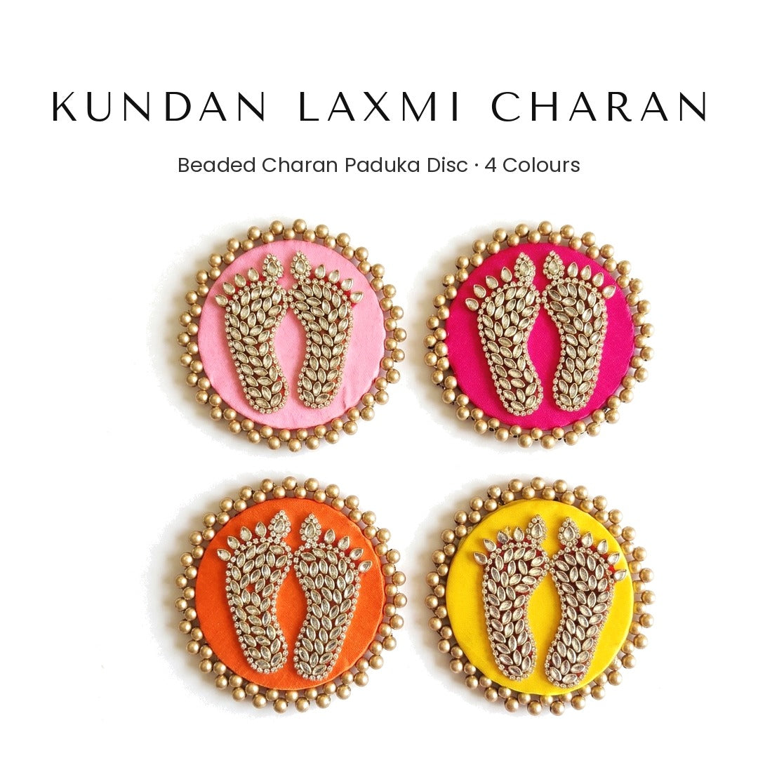 Kundan Laxmi charan disc in four colours for Diwali - Divine Sansar
