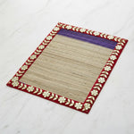 Kusha aasan with red gota floral border on white marble - Divine Sansar