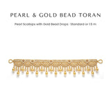 Pearl and gold bead door toran with gold drops - Divine Sansar