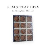 Plain clay diya set of 12, small 5.5 cm mitti diya in a gift box - Divine Sansar