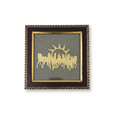Divine Sansar Seven Running Horses pyrite stone frame front studio view - Vastu wealth wall decor UAE