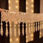 Champagne pearl tassel mirror toran for the main door styled for Diwali - Divine Sansar