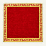 Red velvet pooja aasan cloth 45x45 cm with woven swastik border - Divine Sansar