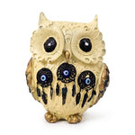 Off white evil eye owl figurine with gold highlights - Divine Sansar