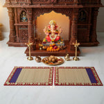 Set of 2 kusha aasan with gota border for couple pooja - Divine Sansar