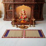Set of 2 kusha aasan with gota border for couple pooja - Divine Sansar