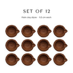 Set of 12 plain clay diyas, 5.5 cm each - Divine Sansar