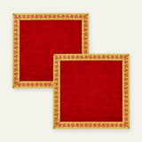 Red velvet pooja aasan cloth set of 2 pieces - Divine Sansar
