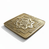 Shri Lakshmi Yantra ashtadhatu plate angled view showing cast thickness - Divine Sansar