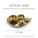 Brass lotus diya kumkum set size guide 17 x 9 x 5 cm - Divine Sansar