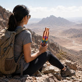 Copper Tamra Jal water bottle on an outdoor hike - Divine Sansar
