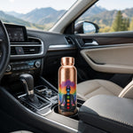 7 Chakra copper water bottle in a car cup holder - Divine Sansar