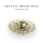 Single crystal brass diya flat flower deepam UAE - Divine Sansar