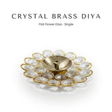 Single crystal brass diya flat flower deepam UAE - Divine Sansar