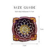 Square clay diya size guide, 7 x 7 cm - Divine Sansar