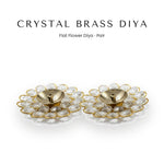 Pair of crystal brass diyas for the home mandir UAE - Divine Sansar