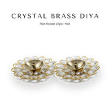 Pair of crystal brass diyas for the home mandir UAE - Divine Sansar