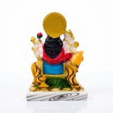 Back view of polyresin Durga Mata murti with gold halo - Divine Sansar