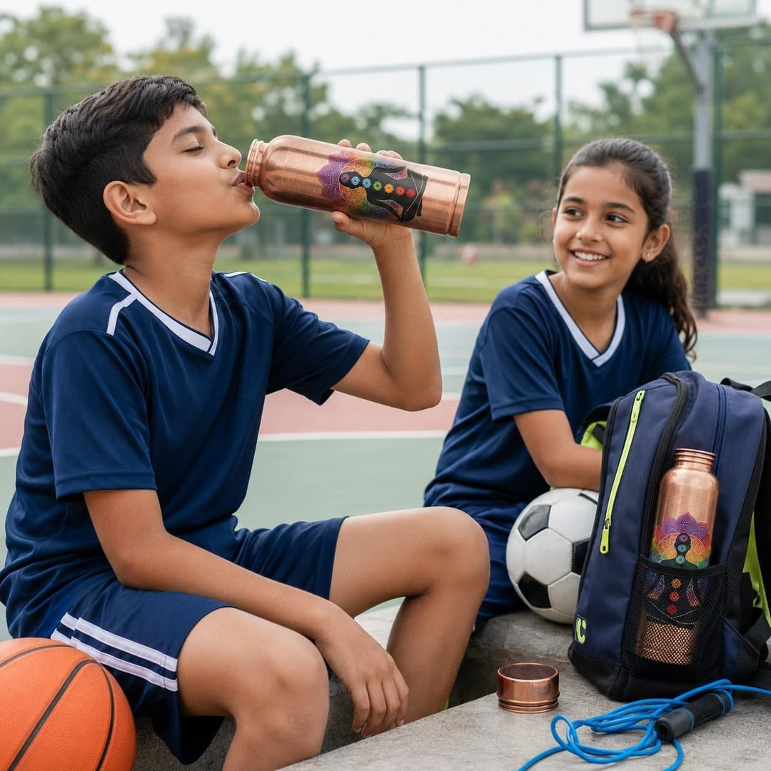 Kids with a copper chakra sports water bottle - Divine Sansar