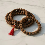 5 Mukhi Rudraksha Mala and Bracelet combo set on marble - Divine Sansar UAE