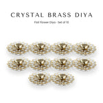 Set of 10 crystal brass diyas for Diwali and Navratri decor UAE - Divine Sansar