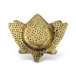 Dotted textured base of the brass Kamal lotus diya - Divine Sansar
