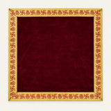 Maroon velvet pooja aasan cloth 45x45 cm with woven swastik border - Divine Sansar