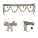 Centre lace motif and side tassel close-ups on the Divine Sansar mogra flower door toran
