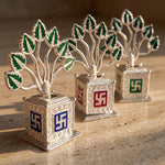 Set of silver metal Tulsi plants for Tulsi Vivah return gifts - Divine Sansar