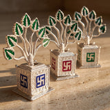 Set of silver metal Tulsi plants for Tulsi Vivah return gifts - Divine Sansar