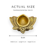 Kamal Diya actual size 6 cm wide, 5 cm long, 1.5 cm high - Divine Sansar