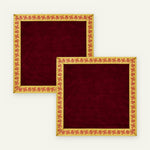 Maroon velvet pooja aasan cloth set of 2 pieces - Divine Sansar