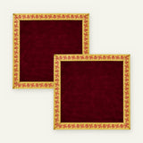Maroon velvet pooja aasan cloth set of 2 pieces - Divine Sansar