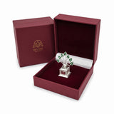 Metal Tulsi plant in maroon velvet Divine Sansar gift box - Divine Sansar