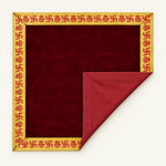 Maroon velvet pooja aasan folded to show the matching cotton back - Divine Sansar
