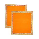 Yellow Velvet Pooja Aasan Cloth (Set of 2) - Divinesansar