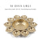 10 Diya Urli with Free Floating Lotus - Brass Finish Diwali Urli Bowl (24.5 cm)