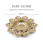 10 diya urli size guide, 24.5 cm overall and 12 cm centre bowl, Divine Sansar