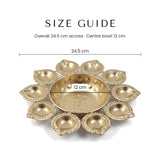 10 diya urli size guide, 24.5 cm overall and 12 cm centre bowl, Divine Sansar